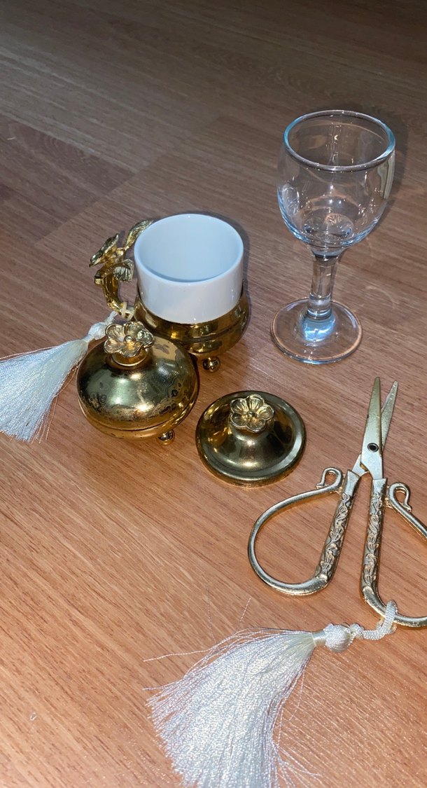 Gold isteme kahve fincanı su bardağı lokumluk makas set - Görsel 2