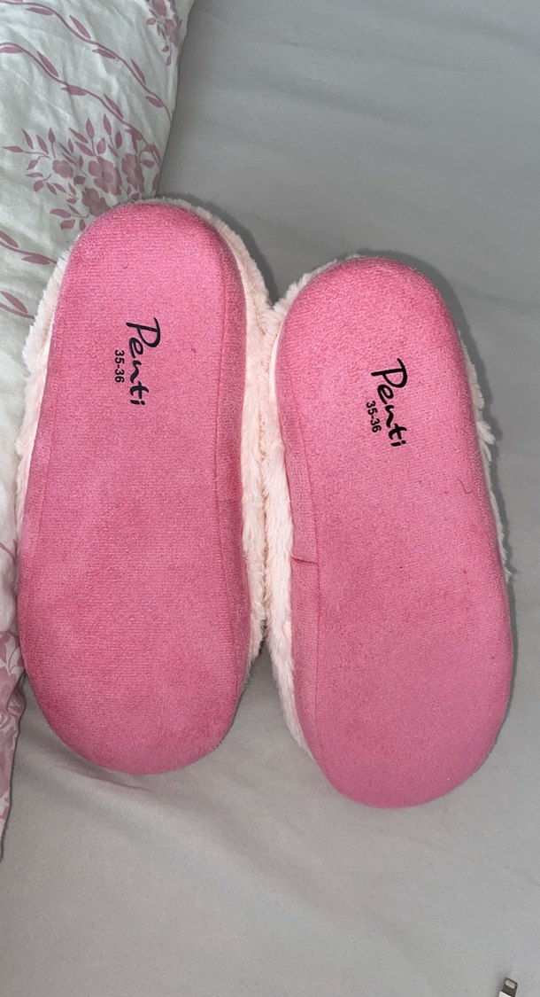 Kızlar için Pembe Kürklü Sıcak Ev Terliği - Görsel 3