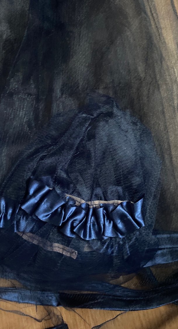 Lacivert biyeli gelin duvak seti kuşak eldiven duvak - Görsel 3