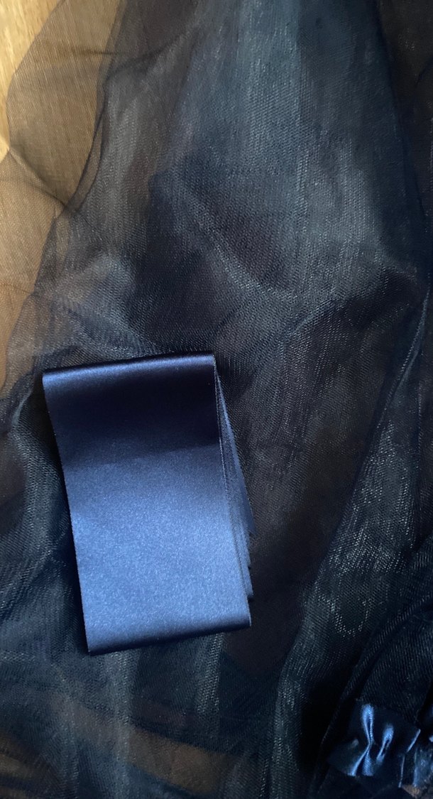 Lacivert biyeli gelin duvak seti kuşak eldiven duvak - Görsel 4