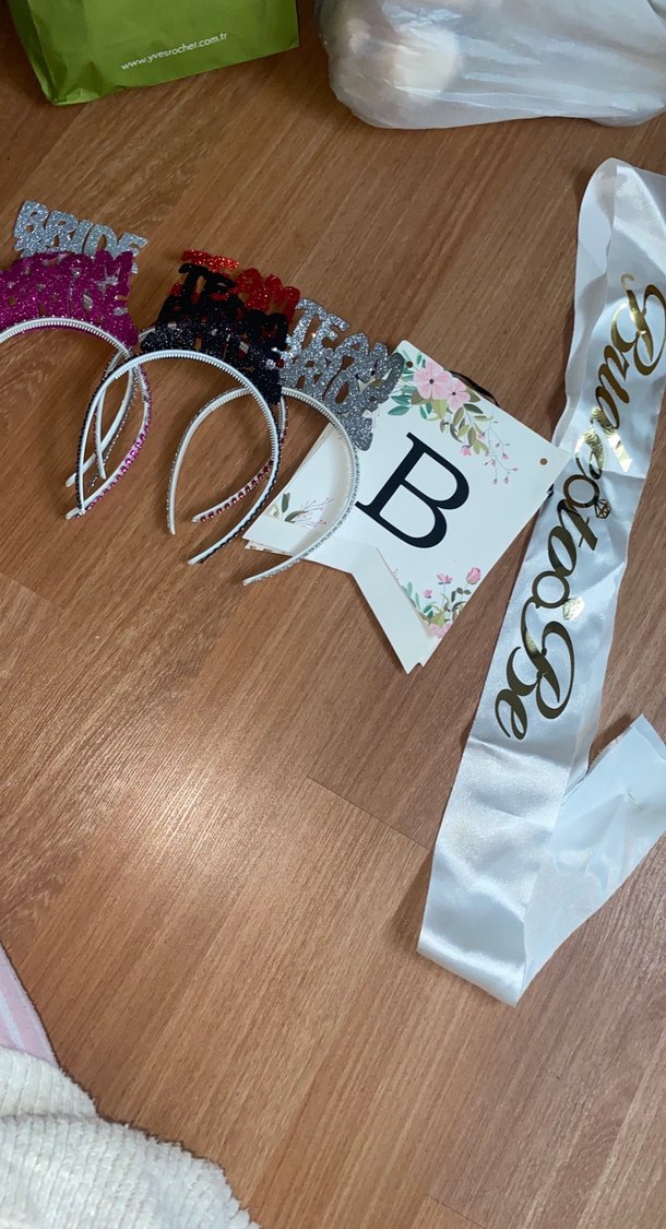 Bride to be yazılı pankart,kuşak,team bride taç(5)adet - Görsel 2