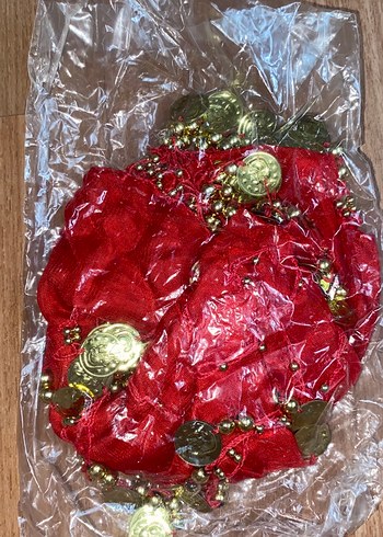 Boncuklu altınlı Kırmızı shakira kemeri kına gecesi için - Görsel 2