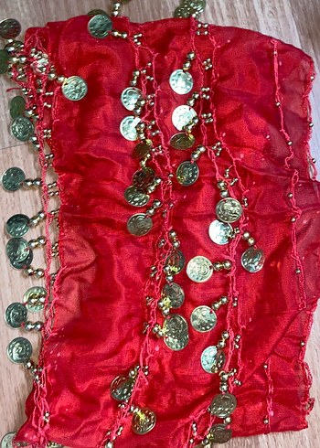 Boncuklu altınlı Kırmızı shakira kemeri kına gecesi için - Görsel 3