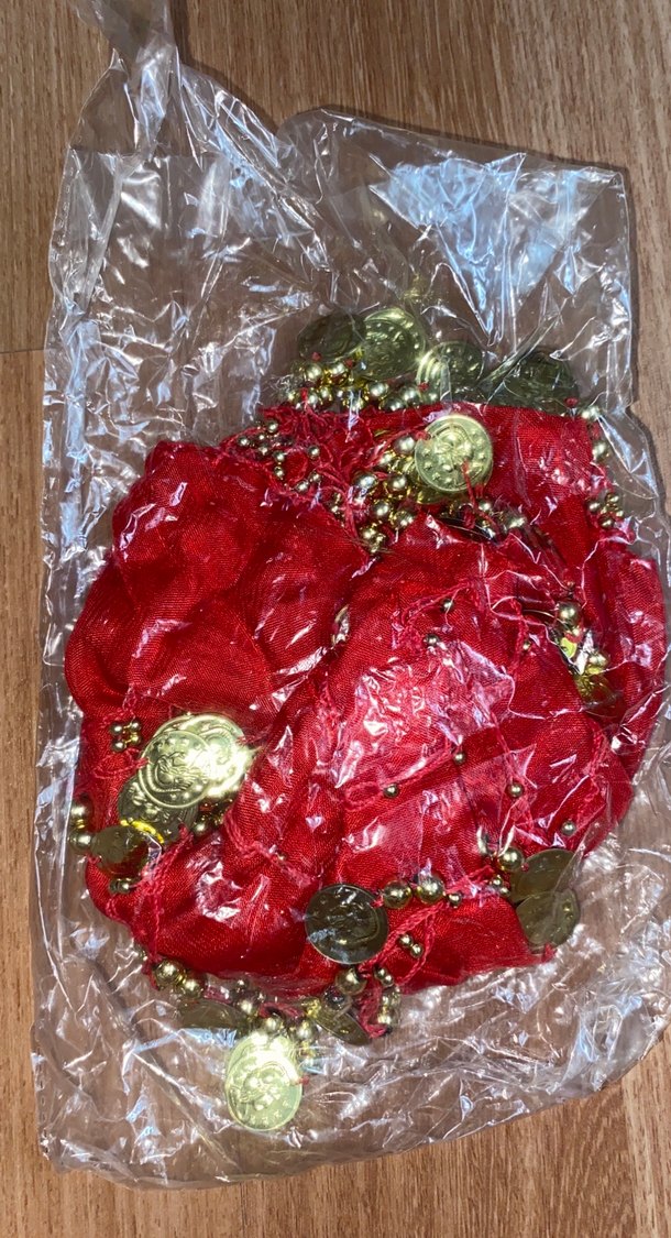 Boncuklu altınlı Kırmızı shakira kemeri kına gecesi için - Görsel 2