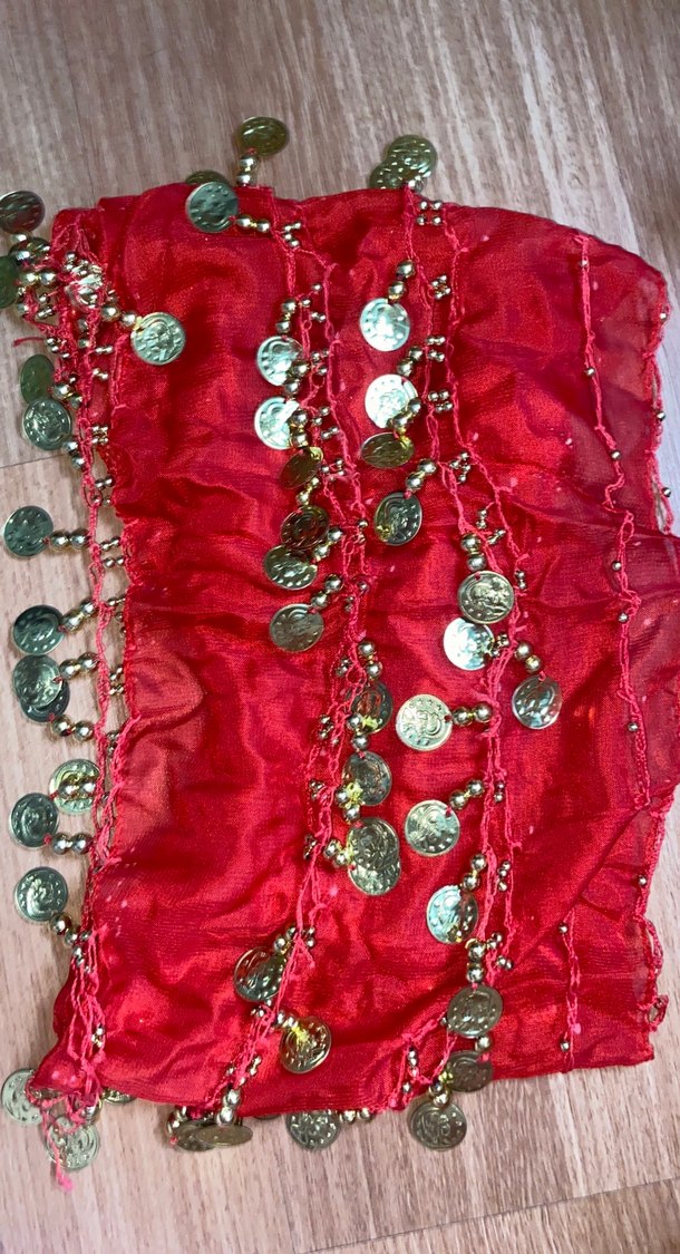 Boncuklu altınlı Kırmızı shakira kemeri kına gecesi için - Görsel 3