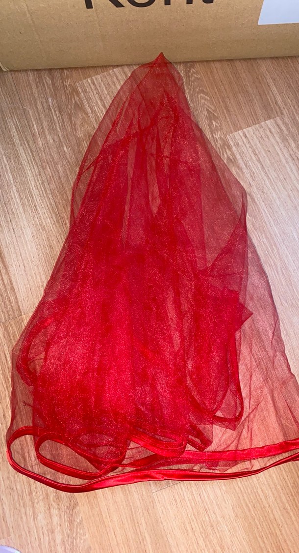 Kırmızı sade biyeli duvak - Görsel 2