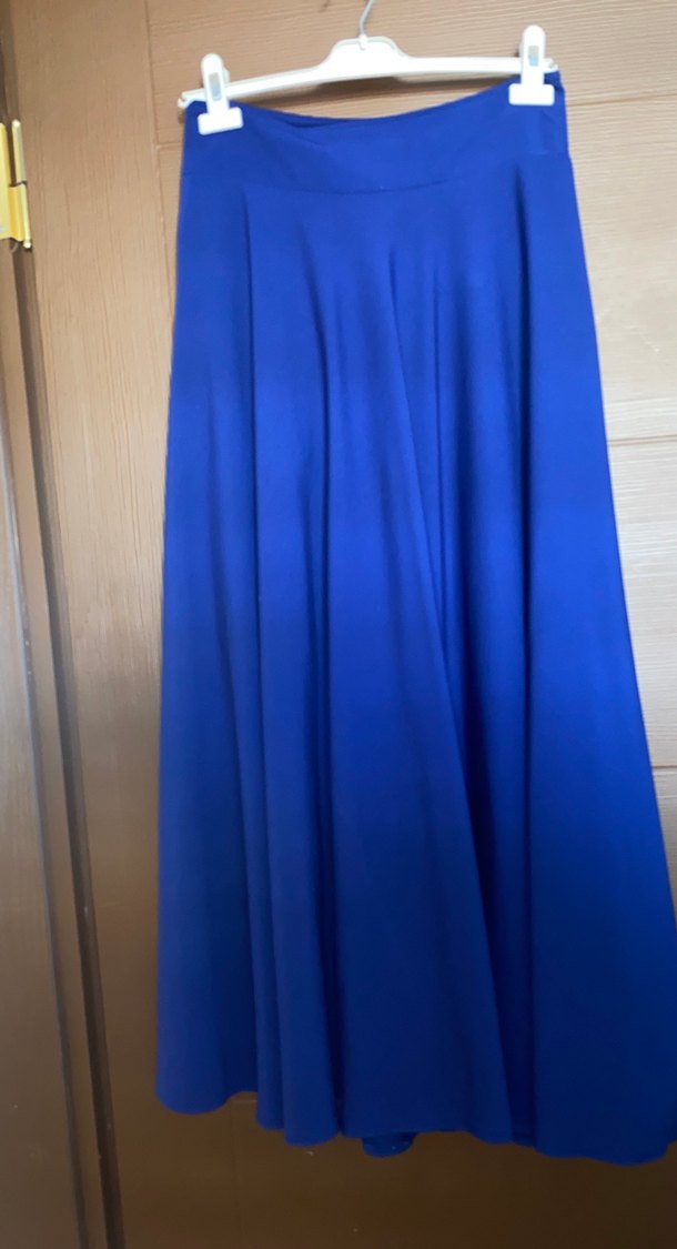 Drapeli Mavi Kadın Uzun Etek - Görsel 2