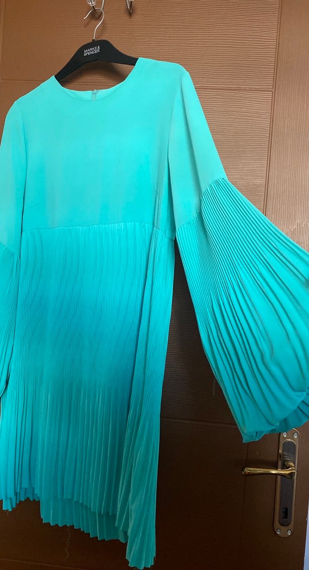 Uzun Turkuaz Pilili Kadın Tunik - Görsel 5