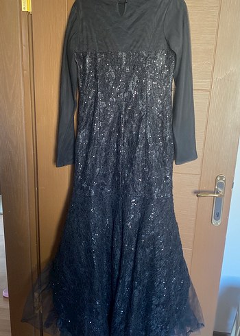 Uzun Siyah Gotik Straplez Abiye Elbise tesettür - Görsel 4