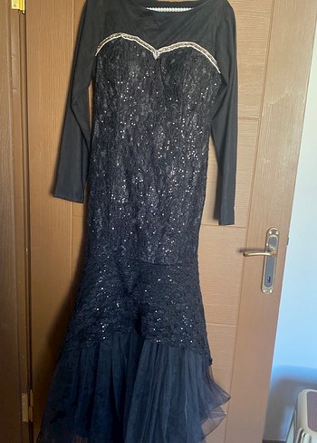 Uzun Siyah Gotik Straplez Abiye Elbise tesettür - Görsel 3