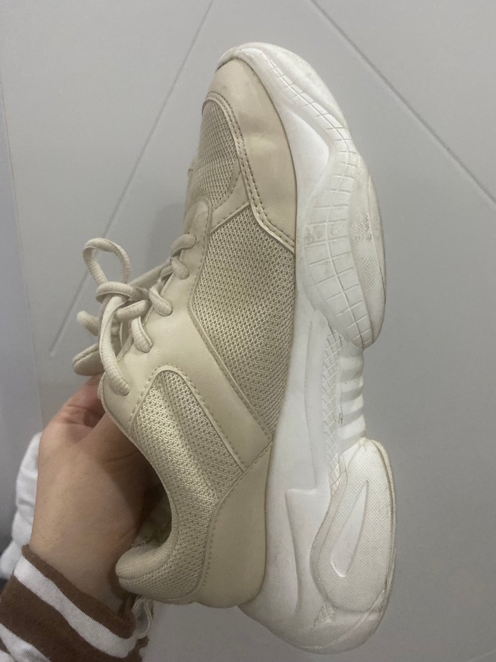 Bej Blok Topuklu Kadın Spor Ayakkabı - Görsel 3