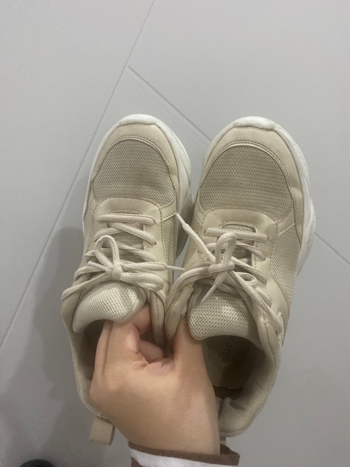 Bej Blok Topuklu Kadın Spor Ayakkabı - Görsel 2