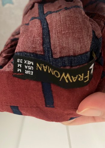 Bordo Kareli Düğmeli Uzun Kollu Kadın Gömlek - Görsel 2