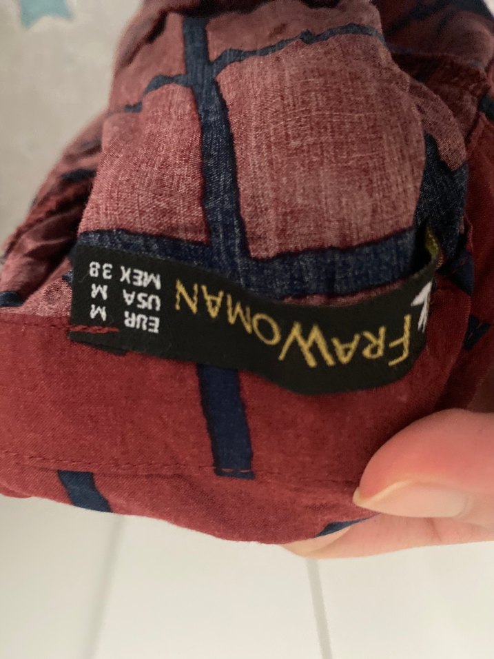 Bordo Kareli Düğmeli Uzun Kollu Kadın Gömlek - Görsel 2