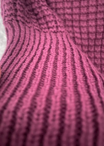 Bordo Örgü Kadın Triko Kazak - Görsel 2