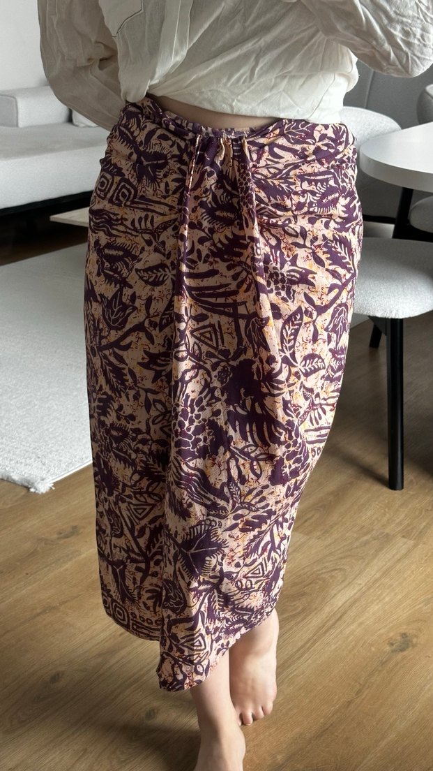 Bohem Tarzı Bağcıklı Midi Etek - Görsel 2