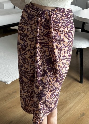 Bohem Tarzı Bağlamalı Midi Etek - Görsel 2