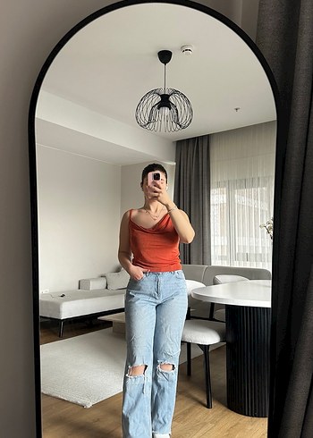 Yırtık Diz Detaylı Loose Fit Kadın Jean - Görsel 2