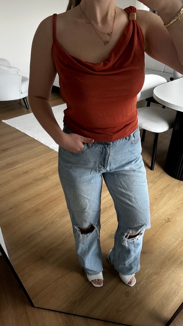 Yırtık Diz Detaylı Loose Fit Kadın Jean - Görsel 3