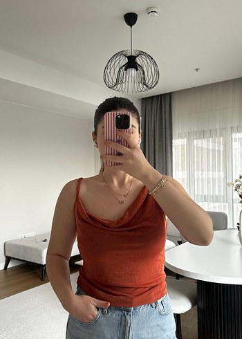 Drapeli V Yaka Kolsuz Kadın Bluz - Görsel 2