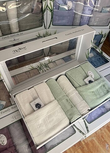 diğer Beden Cotton Paris Ottoman 8 Parça Aile Bornoz Takımı