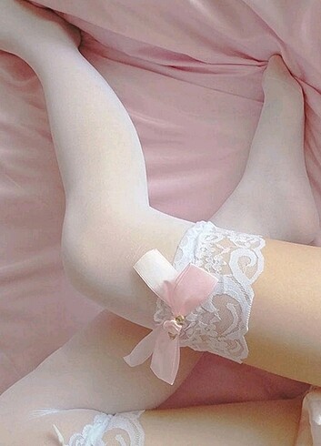 Penti Lolita coquette kawaii dizüstü choker beyaz transparan çorap