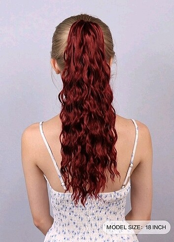 Diğer kızıl kıvırcık ponytail peruk