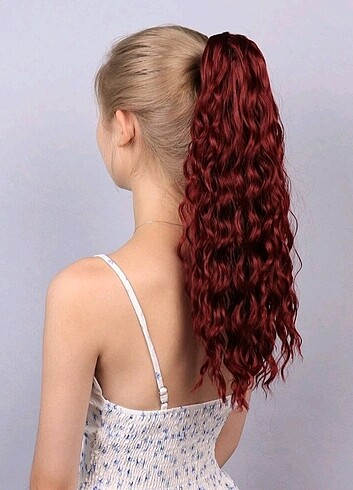  Beden kızıl kıvırcık ponytail peruk