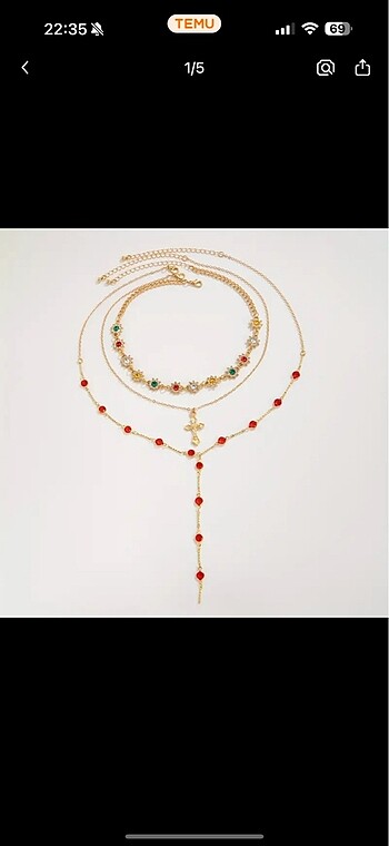 Accessorize Y kolye seti gold