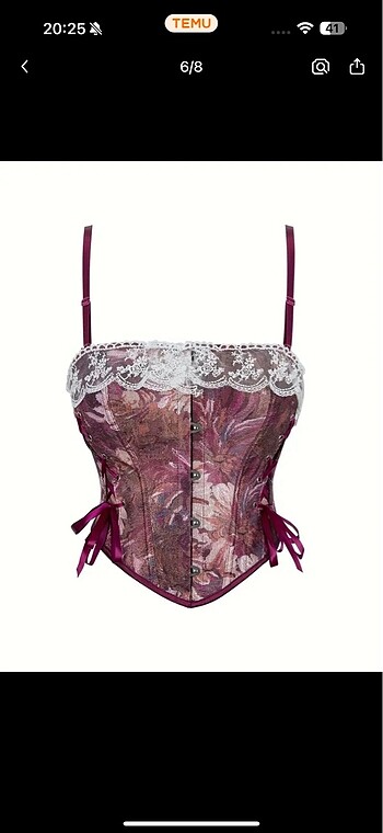 Vintage romantik fairy bordo korse büstiyer üst