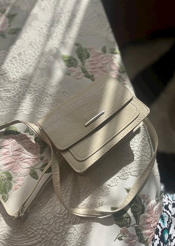 Krem Deri Yılan Desenli Kadın Çanta - Görsel 2