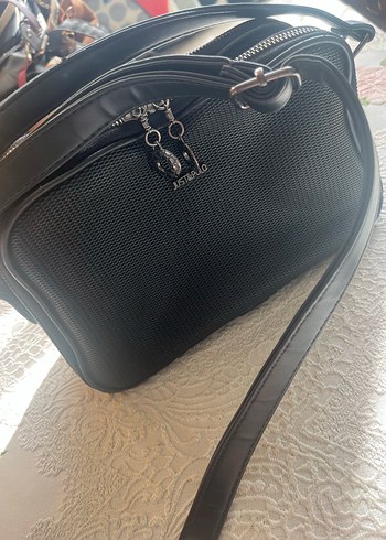 Yılan Desenli Siyah Deri Kadın Çanta - Görsel 2