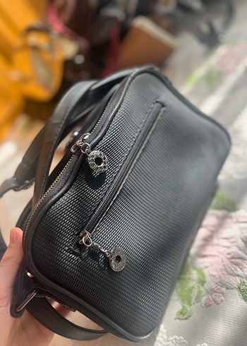 Yılan Desenli Siyah Deri Kadın Çanta - Görsel 3