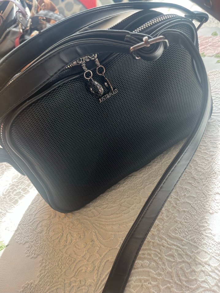 Yılan Desenli Siyah Deri Kadın Çanta - Görsel 2