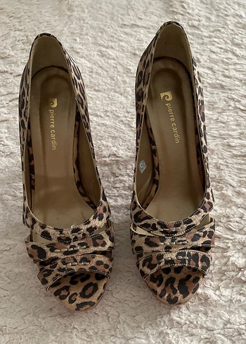 Kahverengi Leopar Desenli Süet Dolgu Topuklu Kadın Stiletto
