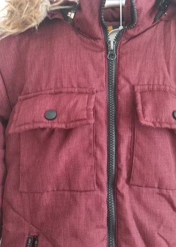 9 Yaş Beden Bordo Kürklü Erkek Çocuk Mont
