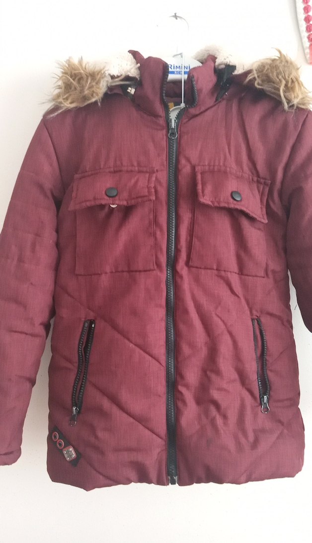 Bordo Kürklü Erkek Çocuk Mont - Görsel 2