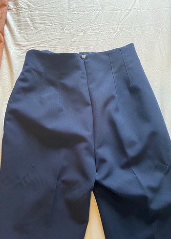 Zara Kadın Lacivert yüksek bel Kumaş Pantolon