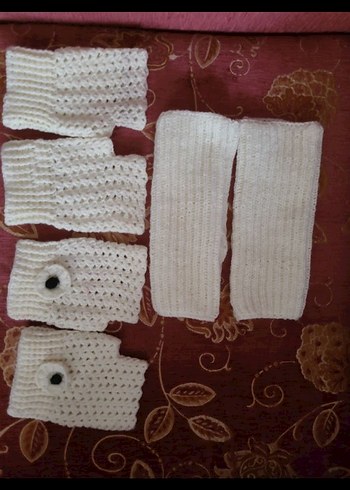 Beyaz Örgü Kadın Eldiven - Görsel 2