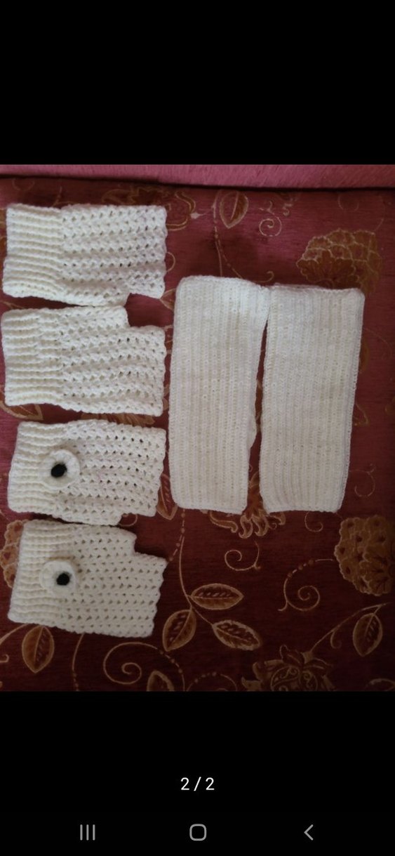 Beyaz Örgü Kadın Eldiven - Görsel 2