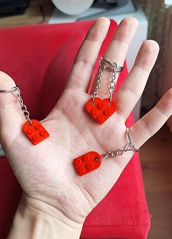 Lego Temalı Kalp Anahtarlık Seti - 3D Baskı