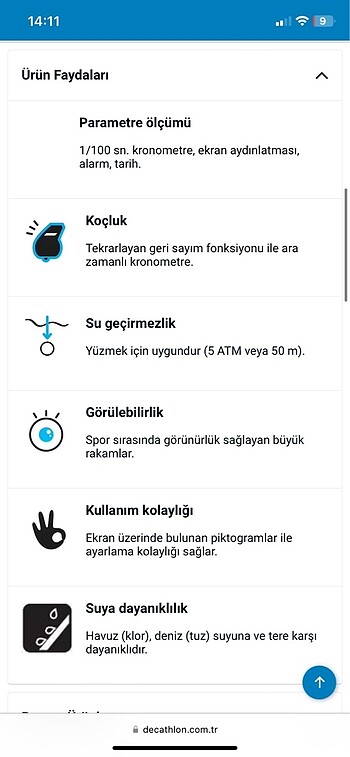  Beden Su Geçirmez Kronometreli Koşu Saati