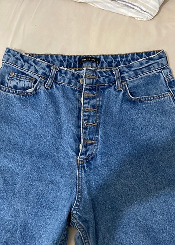 Trendyol & Milla Düğmeli Mavi Midi Kadın Kot Pantolon