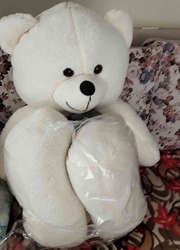 Ayı peluş Beyaz papyonlu 