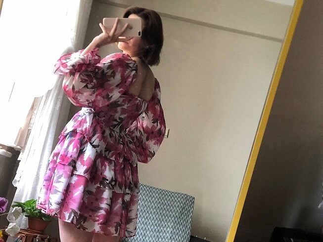 Şifon mini elbise - Görsel 5