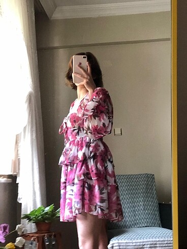 Şifon mini elbise - Görsel 6