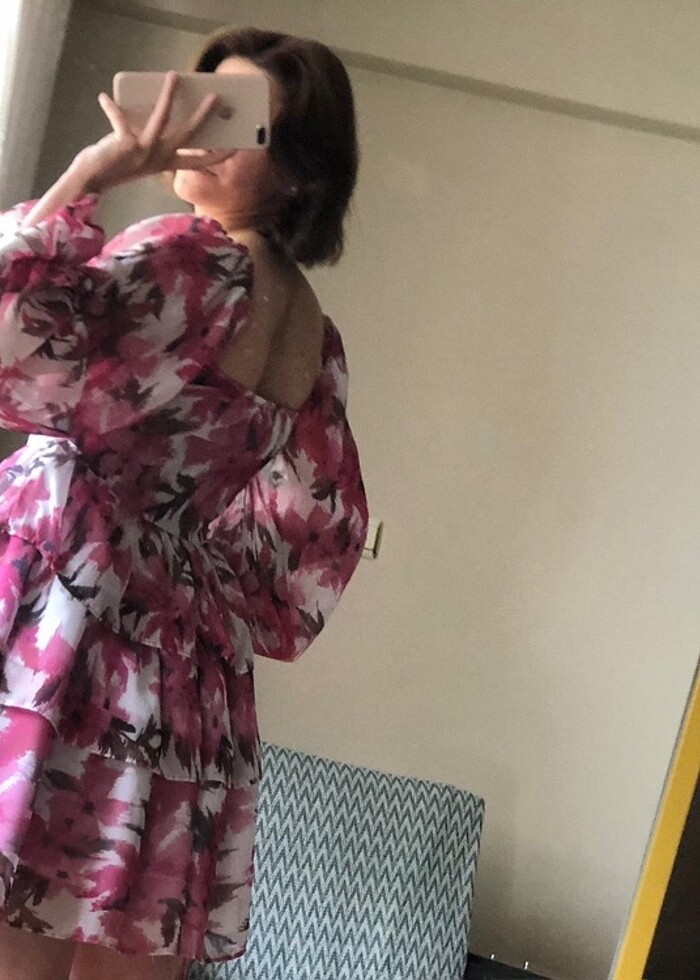 Şifon mini elbise - Görsel 5