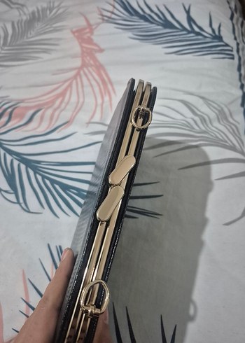 Siyah Deri Yılan Desenli Kadın Portföy Çanta zinciri yok - Görsel 4