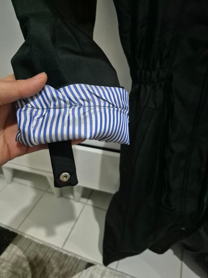 Uzun Siyah Kadın trençkot - Görsel 5