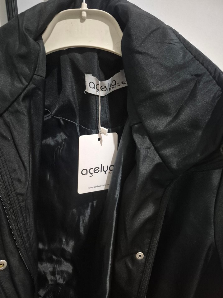 Uzun Siyah Kadın trençkot - Görsel 3